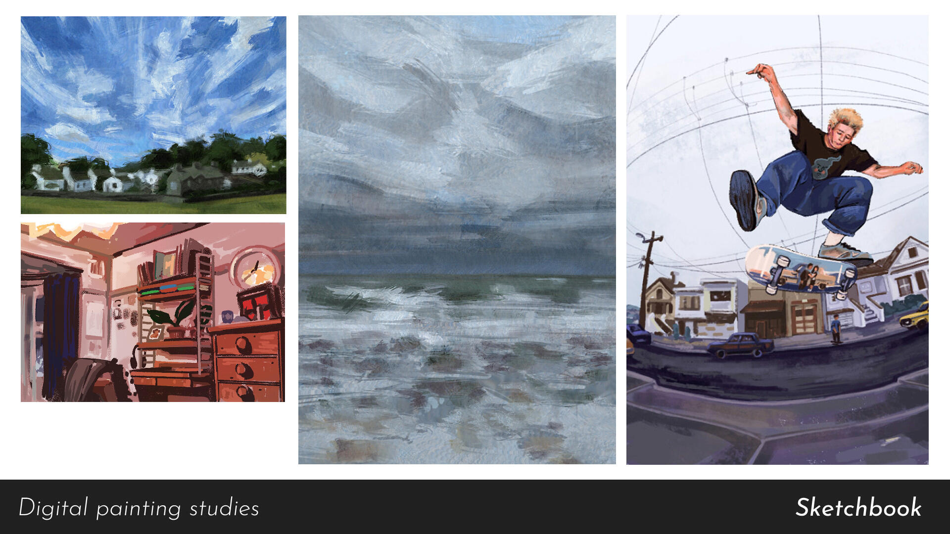 Camera roll studies and study from Thrasher magazine - Digital paintings