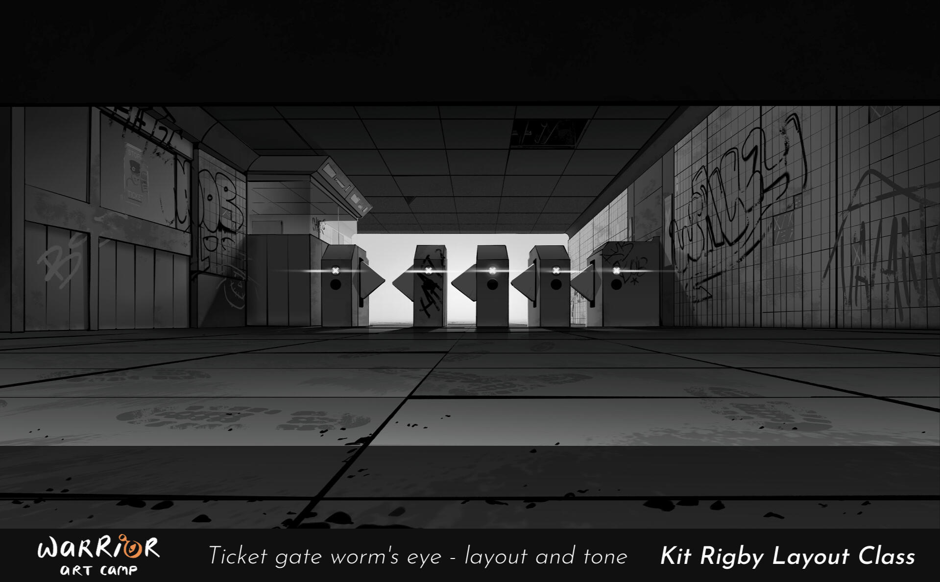 Ticket gates - worms eye view